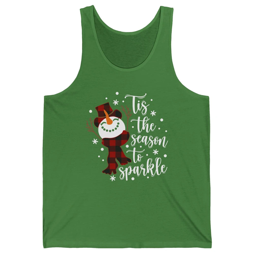 Funny Snowman Tis The Season To Sparkle Merry Christmas Unisex Jersey Tank