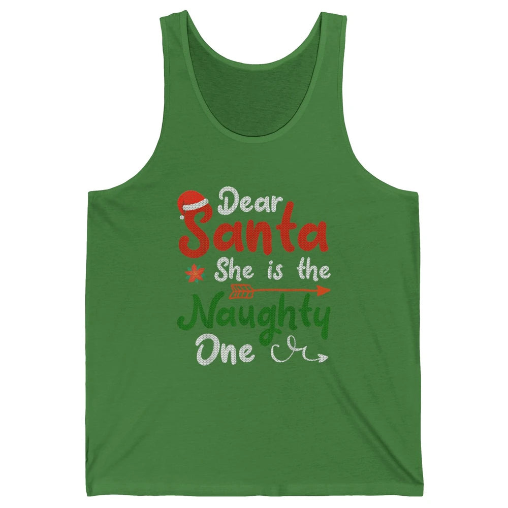 Merry Christmas Dear Santa She Is Naughty One Xmas Hat Vibes Unisex Jersey Tank