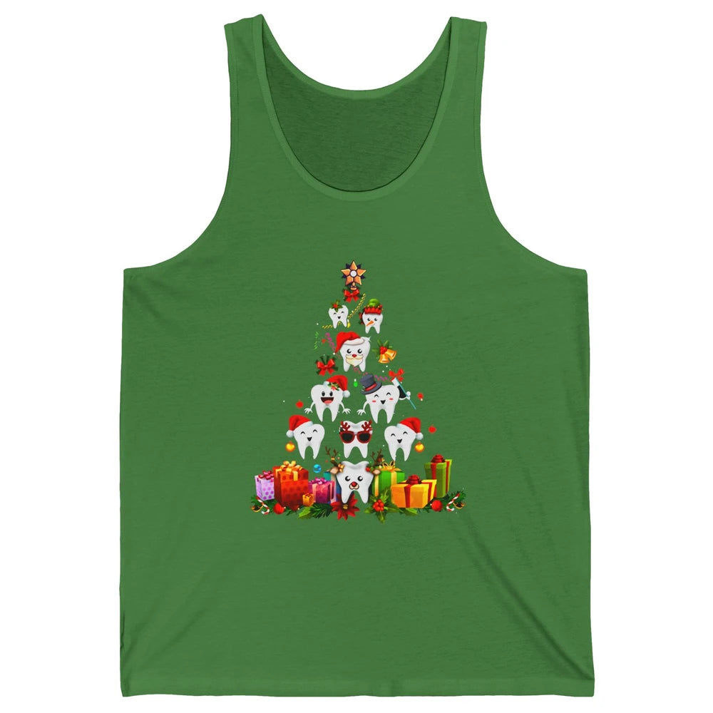 Funny Dentist Cute Teeth Christmas Tree Dental Christmas Unisex Jersey Tank