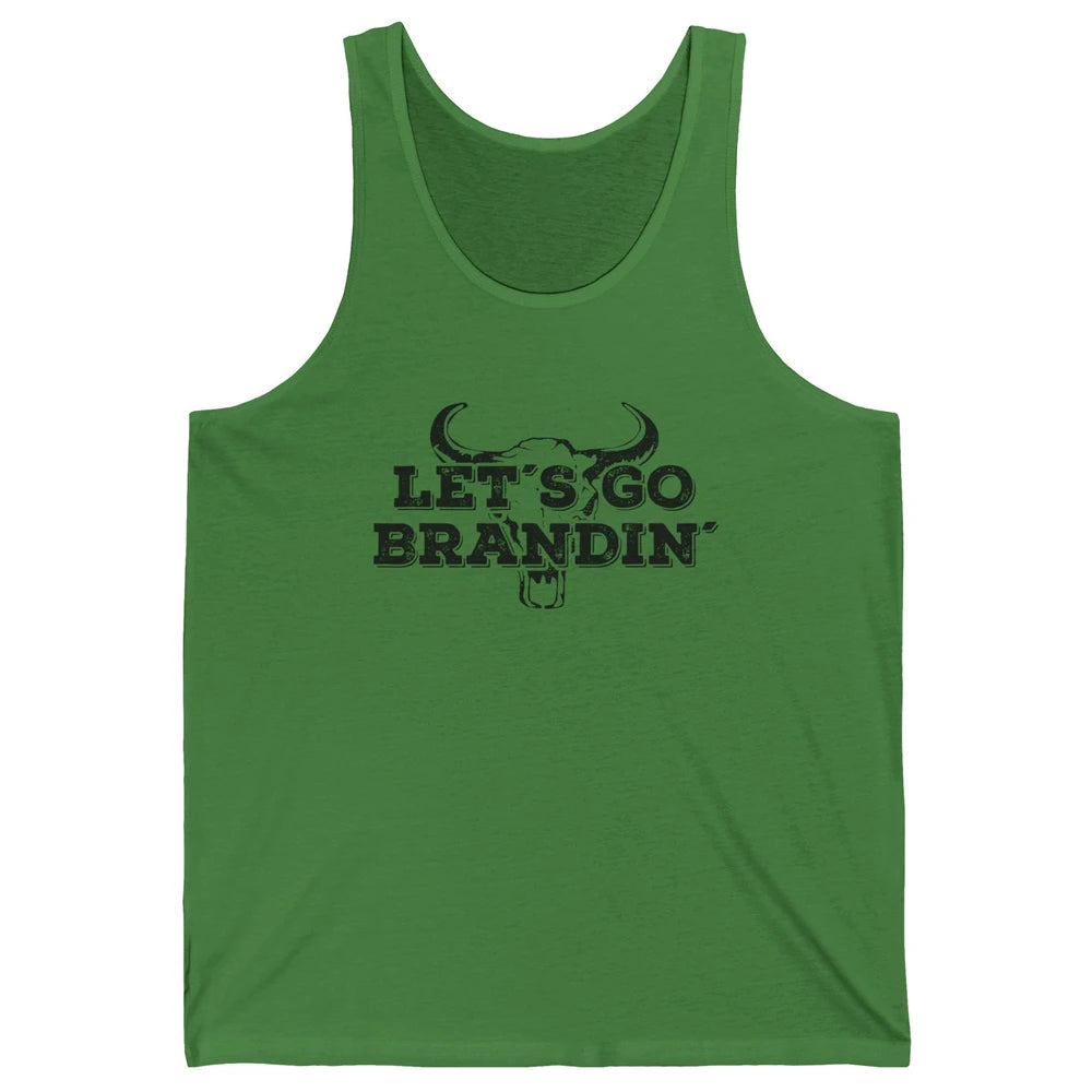 Vintage Bull Skull Let's Go Brandin' Western Country Symbols Unisex Jersey Tank