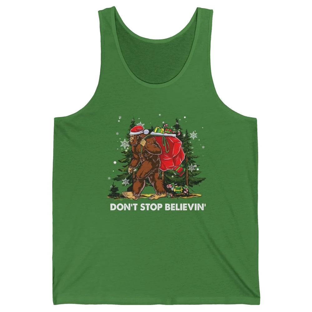 Funny Santa Bigfoot Don’t Stop Believing Christmas Tree Gift Unisex Jersey Tank