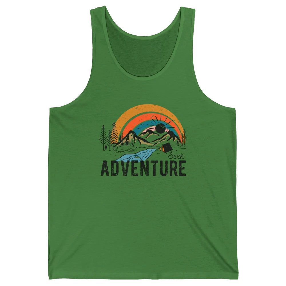 Vintage Mountain Sunrise Seek Adventure Camping Hiking Lover Unisex Jersey Tank