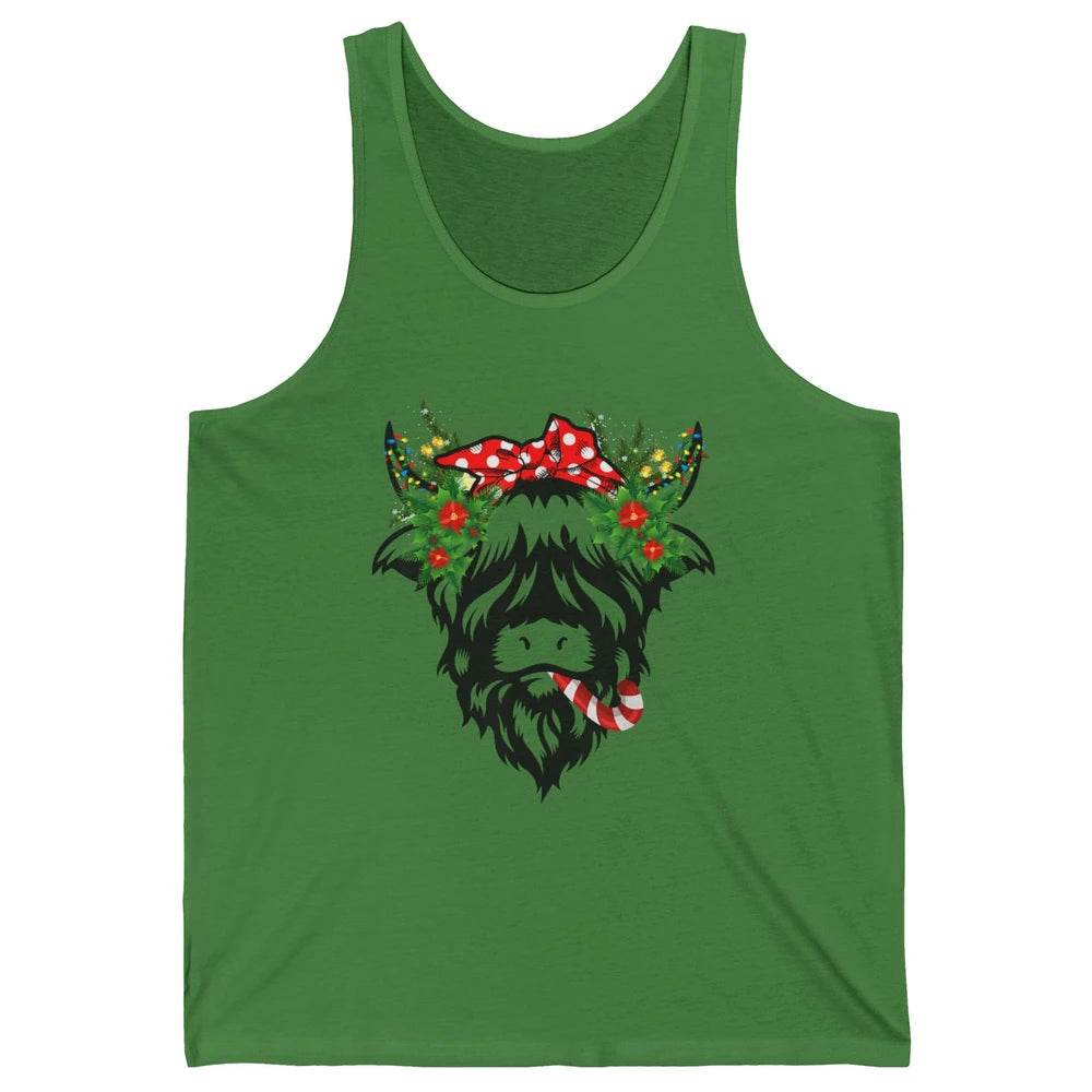 Highland Cow Funny Christmas Tree Xmas Farming Farm Animal Unisex Jersey Tank