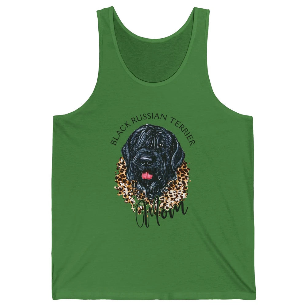 Black Russian Terrier Dog Mom Black Russian Terrier Leopard Unisex Jersey Tank