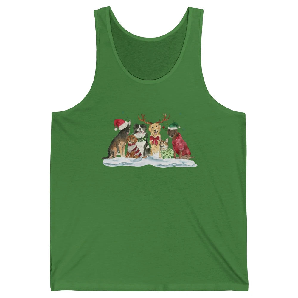 Funny Happy Howliday Corgi Golden Retriever Poodle Christmas Unisex Jersey Tank