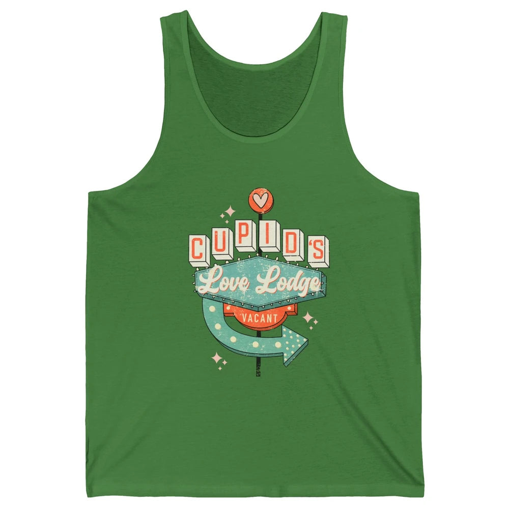 Retro Valentines Cupid's Love Lodges Funny Couples Valentine Unisex Jersey Tank