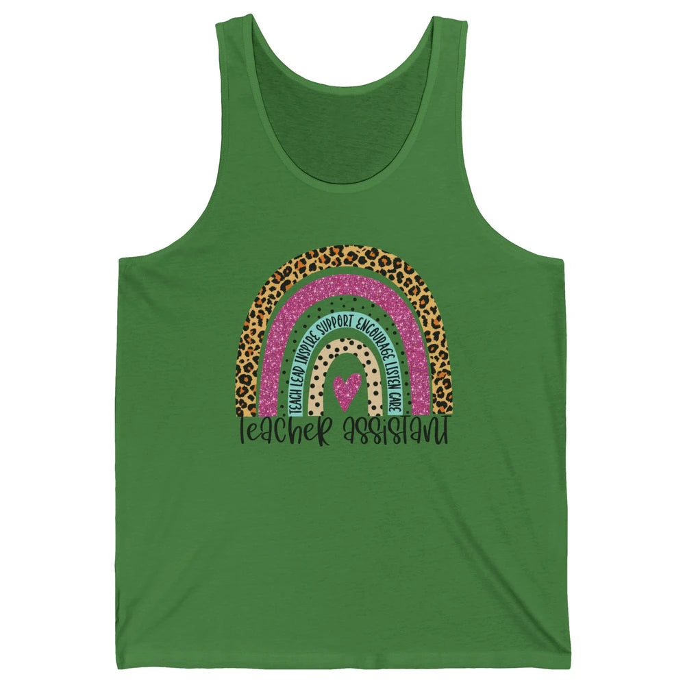 Teacher Assistant Leopard Rainbow Teacher Appreciation Gift Unisex Jersey Tank