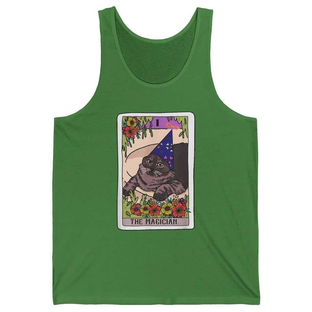 The Magician Grey Cat Tarot Card Witch Rider Goth Halloween Unisex Jersey Tank