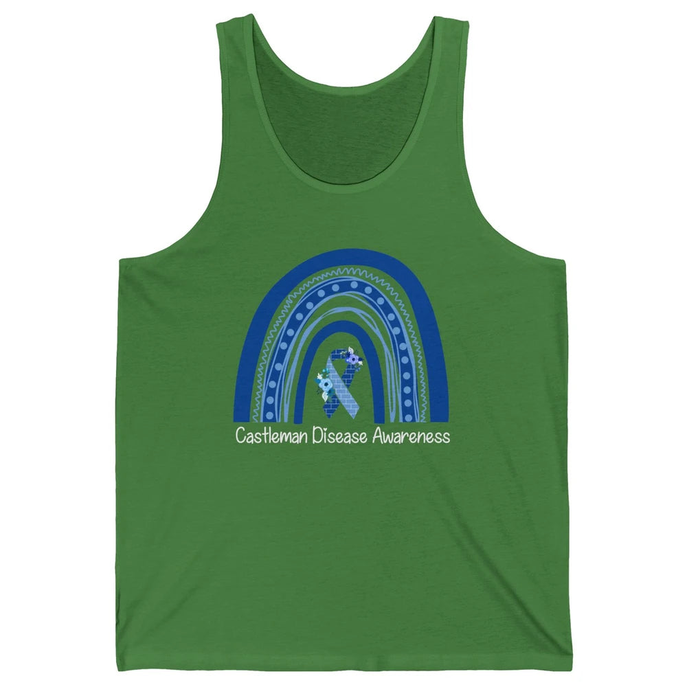 Castleman Disease Awareness Floral Blue Ribbon Rare Disease Unisex Jersey Tank