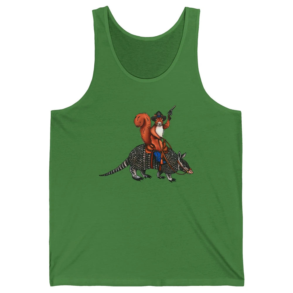 Retro Squirrel Cowboy Riding Armadillo Howdy Western Country Unisex Jersey Tank