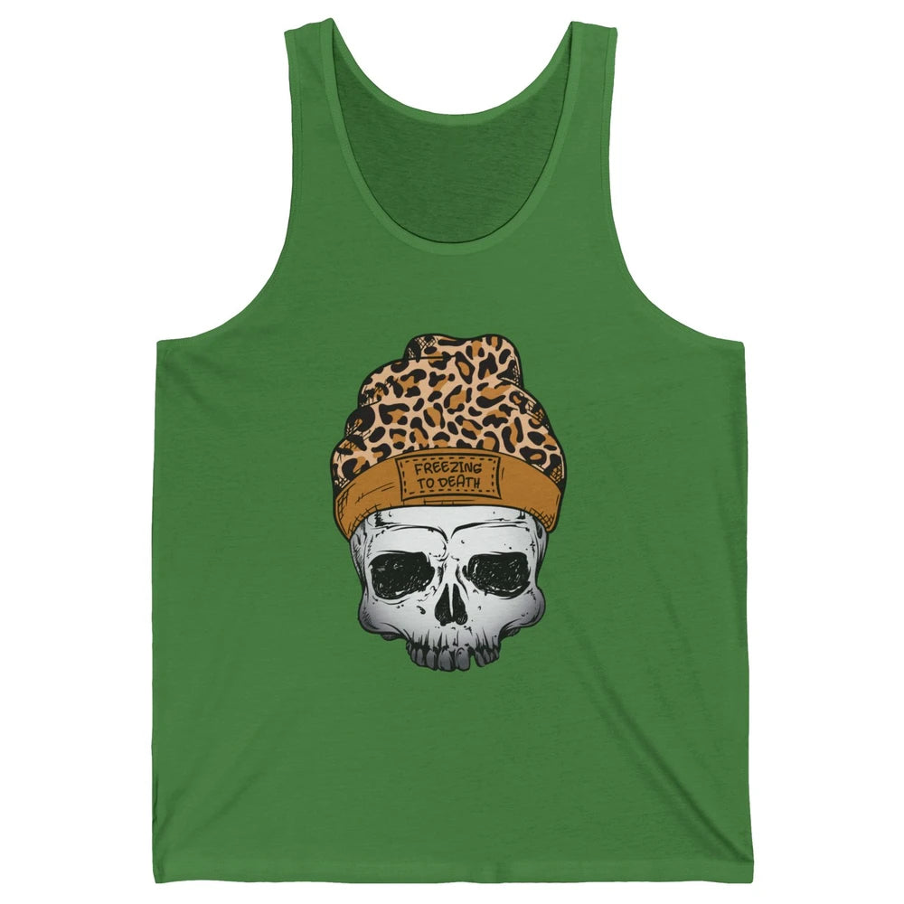 Leopard Skull Freezing To Death Snowflakes Christmas Winter Unisex Jersey Tank