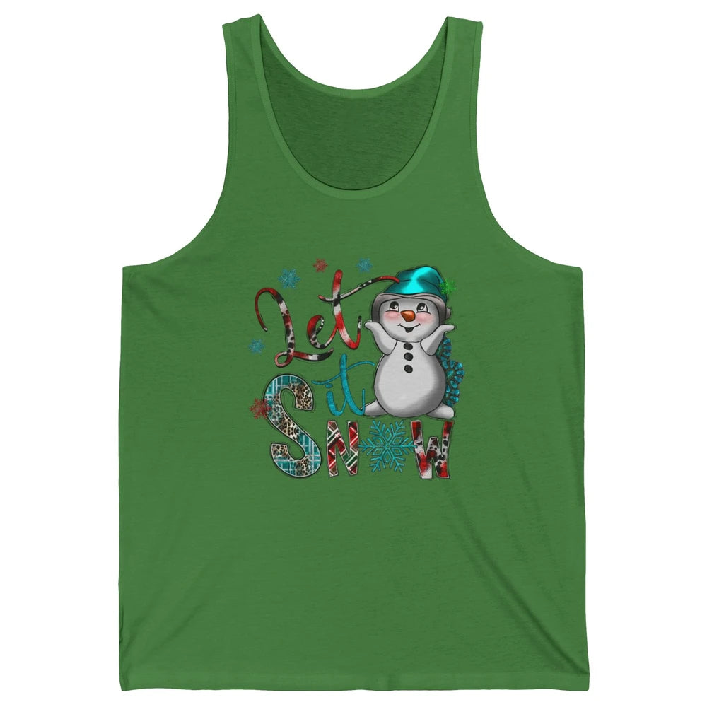 Leopard Snow Man Let It Snow Snowflakes Western Christmas Unisex Jersey Tank