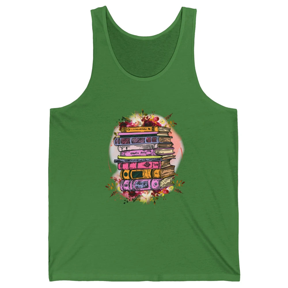 Book Wildflower Floral Aesthetic Librarian Bookworm Bookish Unisex Jersey Tank