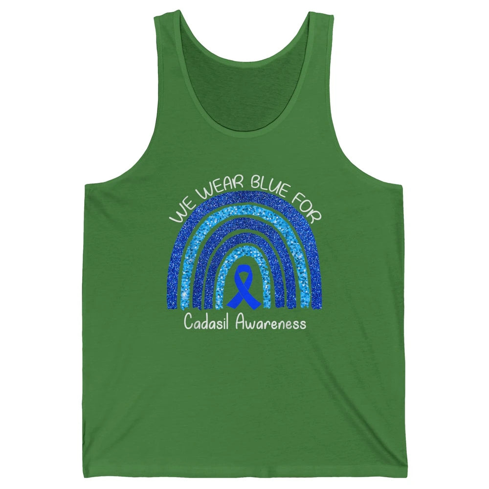 We Wear Blue Rainbow For Cadasil Awareness Month Blue Ribbon Unisex Jersey Tank