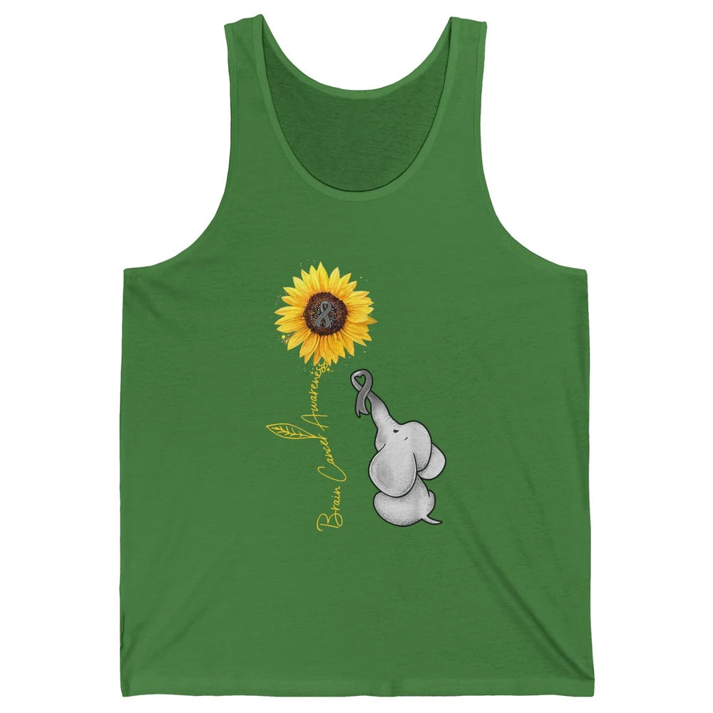 Sunflower Baby Elephant Brain Cancer Awareness Grey Ribbon Unisex Jersey Tank