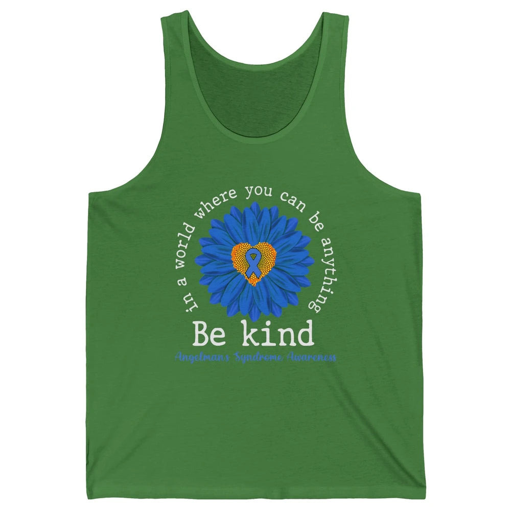 Angelman's Syndrome Awareness Blue Ribbon Sunflower Be Kind Unisex Jersey Tank