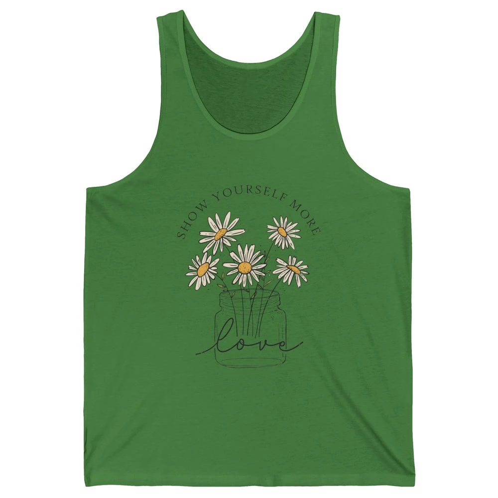 Self Love Daisy Wildflower Positive Motivation Minimalist Unisex Jersey Tank