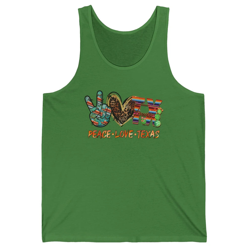 Retro Peace Love Texas Leopard Western Country Desert Cactus Unisex Jersey Tank