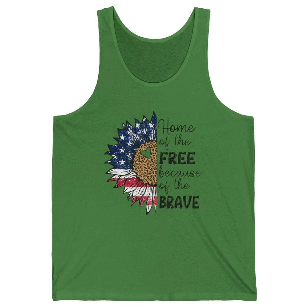 Sunflower 4th Of July Home Of The Free Because Of The Brave Unisex Jersey Tank