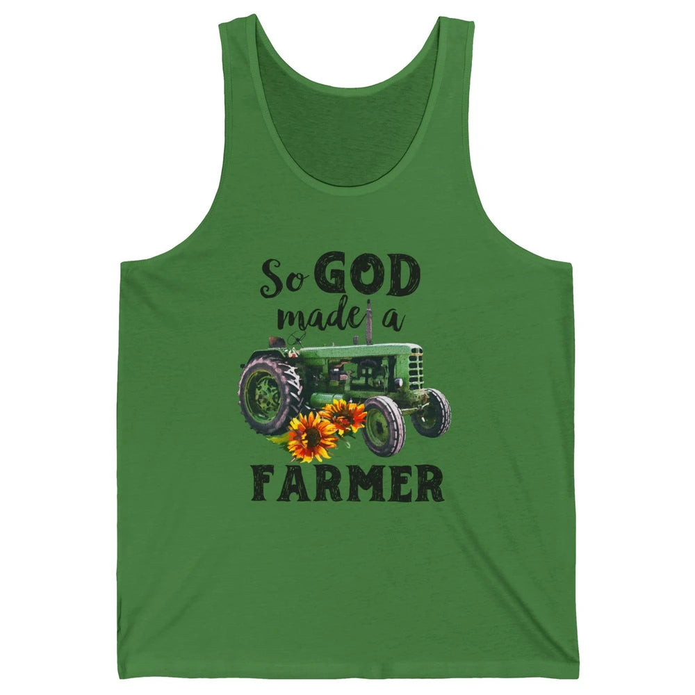 Vintage Retro Tractor God Made A Farmer Proud Farmer Farming Unisex Jersey Tank