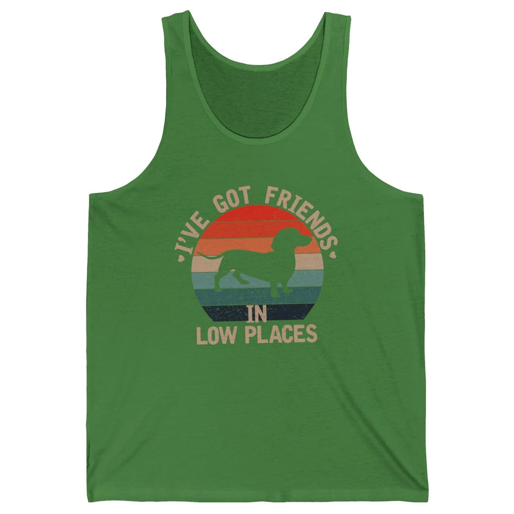 Vintage Funny Dachshund I've Got Friends In Low Places Unisex Jersey Tank