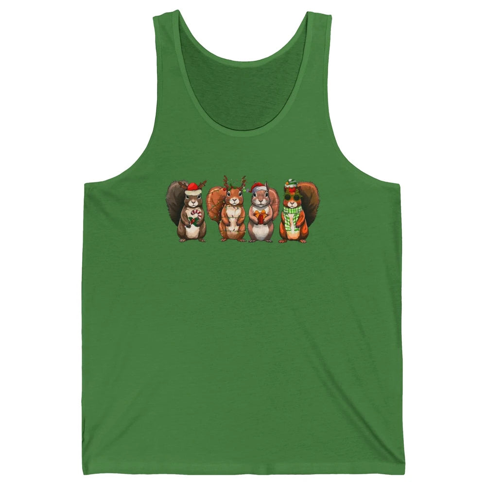 Squirrel Christmas Lights Funny Squirrel Santa Xmas Holiday Unisex Jersey Tank