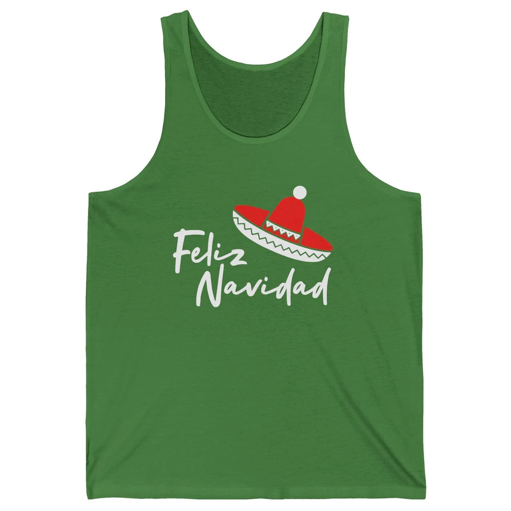 Funny Feliz Navidad Spanish Christmas Mexican Sombrero Gift Unisex Jersey Tank