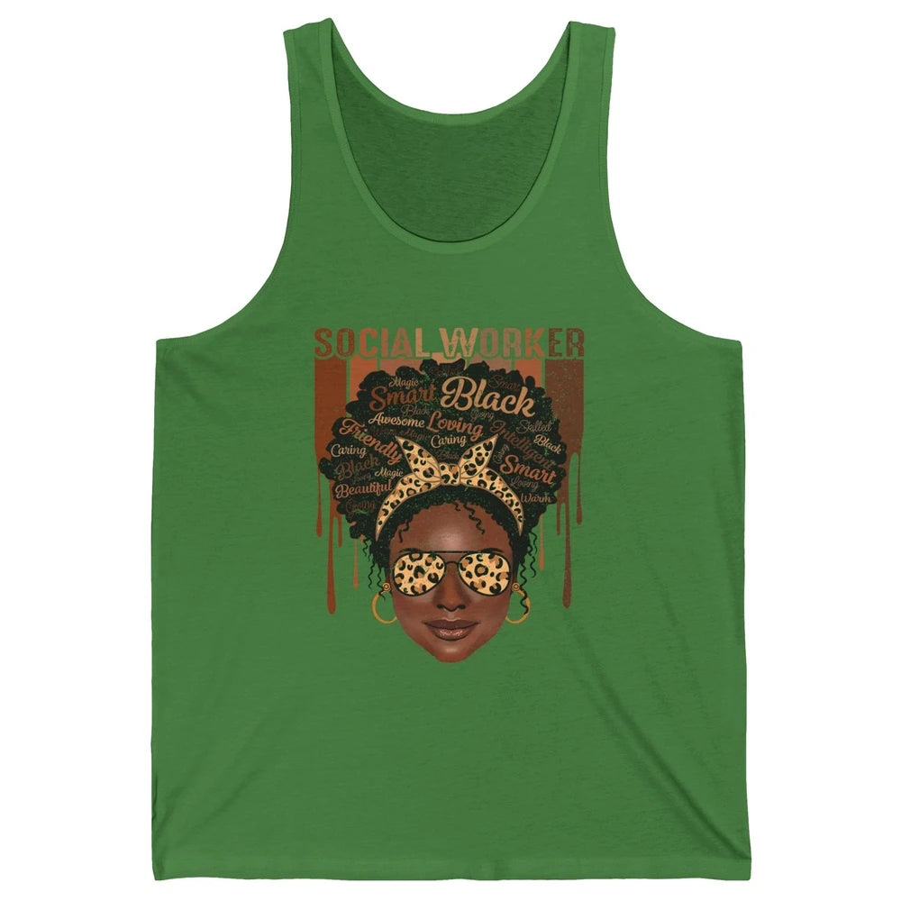 Social Worker Afro Messy Bun African American Social Work Unisex Jersey Tank