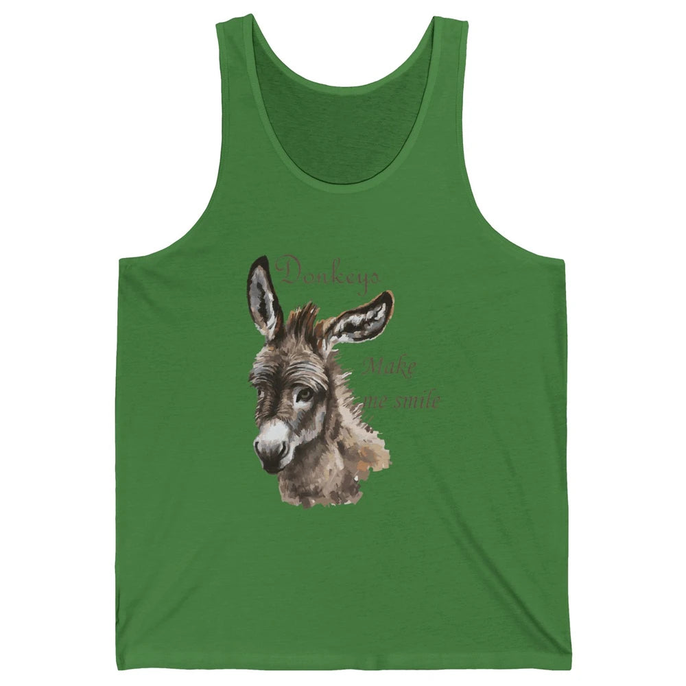 Watercolor Donkey Make Me Smile Farming Life Farm Animal Unisex Jersey Tank