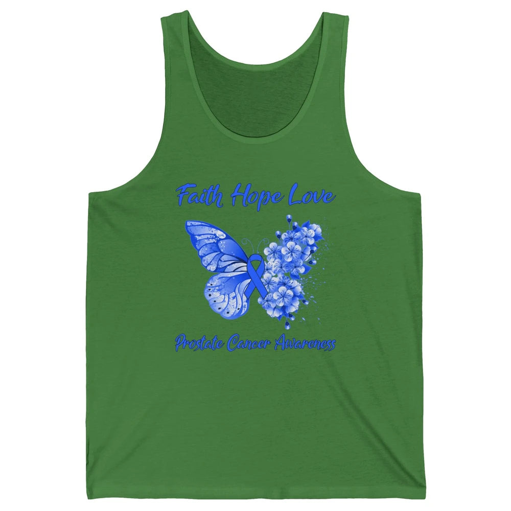 Butterfly Faith Hope Warrior Prostate Cancer Blue Ribbon Unisex Jersey Tank