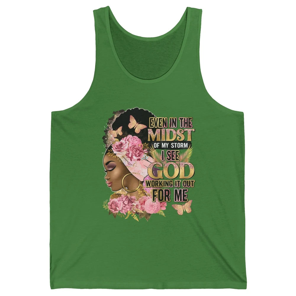 Black Girl In The Midst Of Storm Afro Woman Christian Belief Unisex Jersey Tank