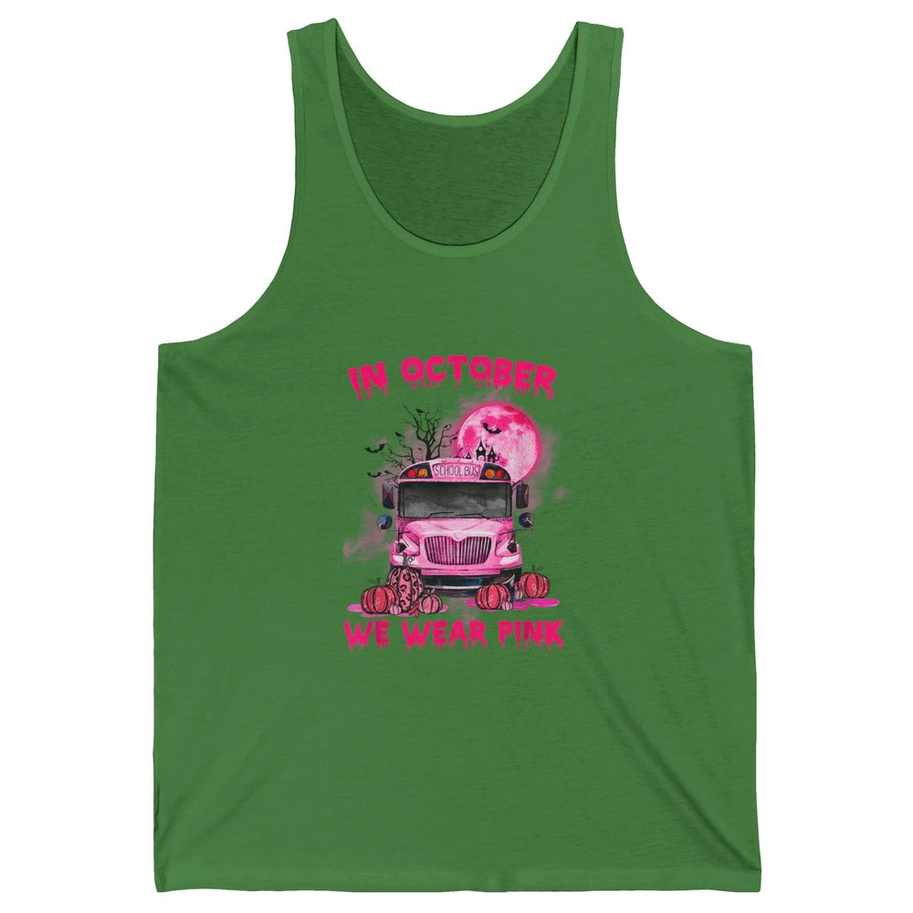 School Bus Driver Wear Pink Ribbon Breast Cancer Awareness Unisex Jersey Tank