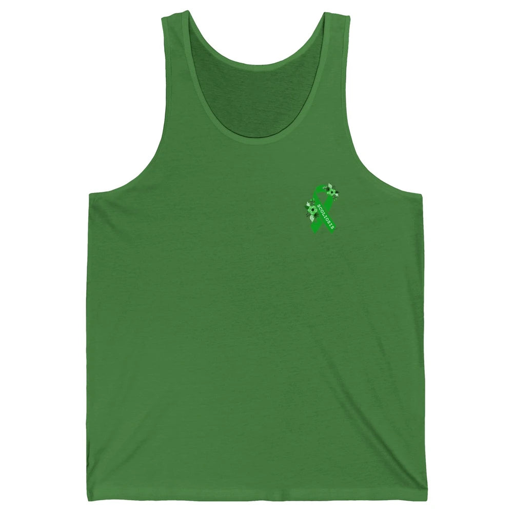 Scoliosis Awareness Support Floral Green Ribbon Pocket Size Unisex Jersey Tank