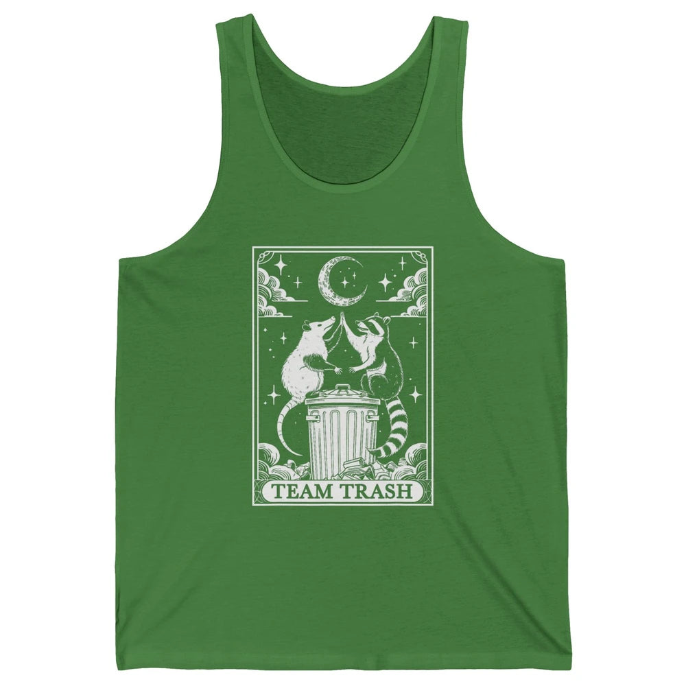 Tarot Card Vintage Team Trash Crescent Moon Opossum Panda Raccoon Gothic Trashy Sarcastic Unisex Jersey Tank