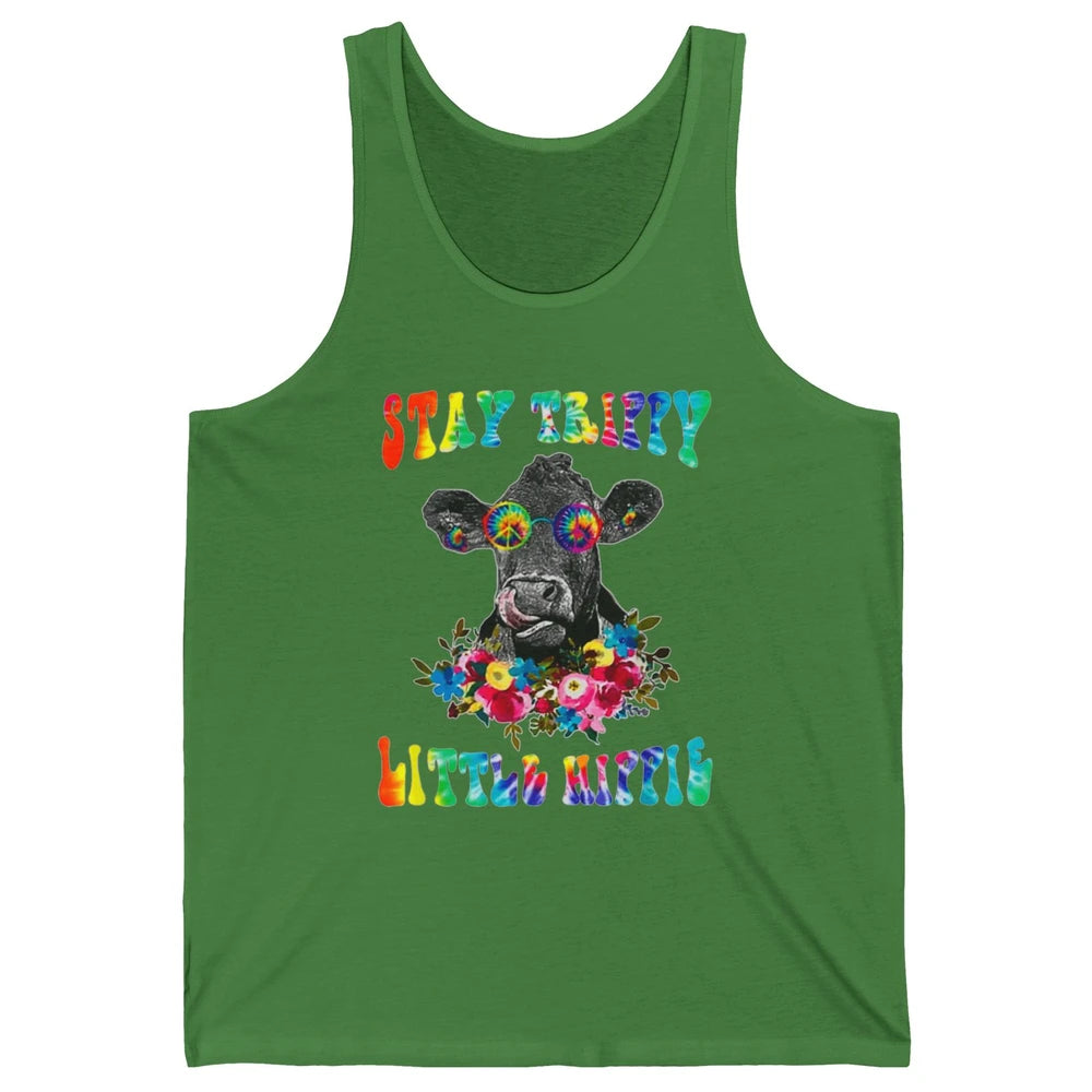 Stay Trippy Little Hippie Heifer Licking Highland Cow Peace Unisex Jersey Tank