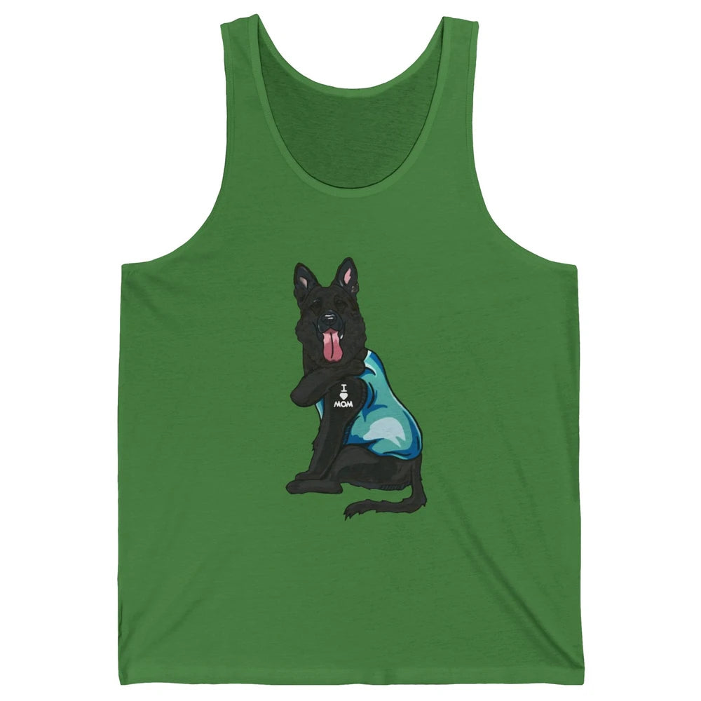 Black German Shepherd I Heart Mom Dog Mom Mother's Day Gift Unisex Jersey Tank