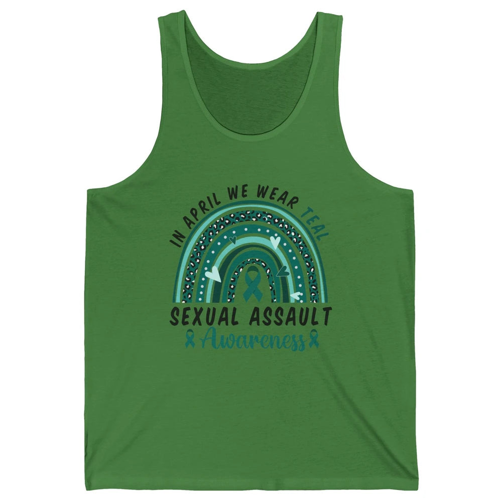 Sexual Assault Awareness Teal Ribbon Rainbow Awareness Gift Unisex Jersey Tank