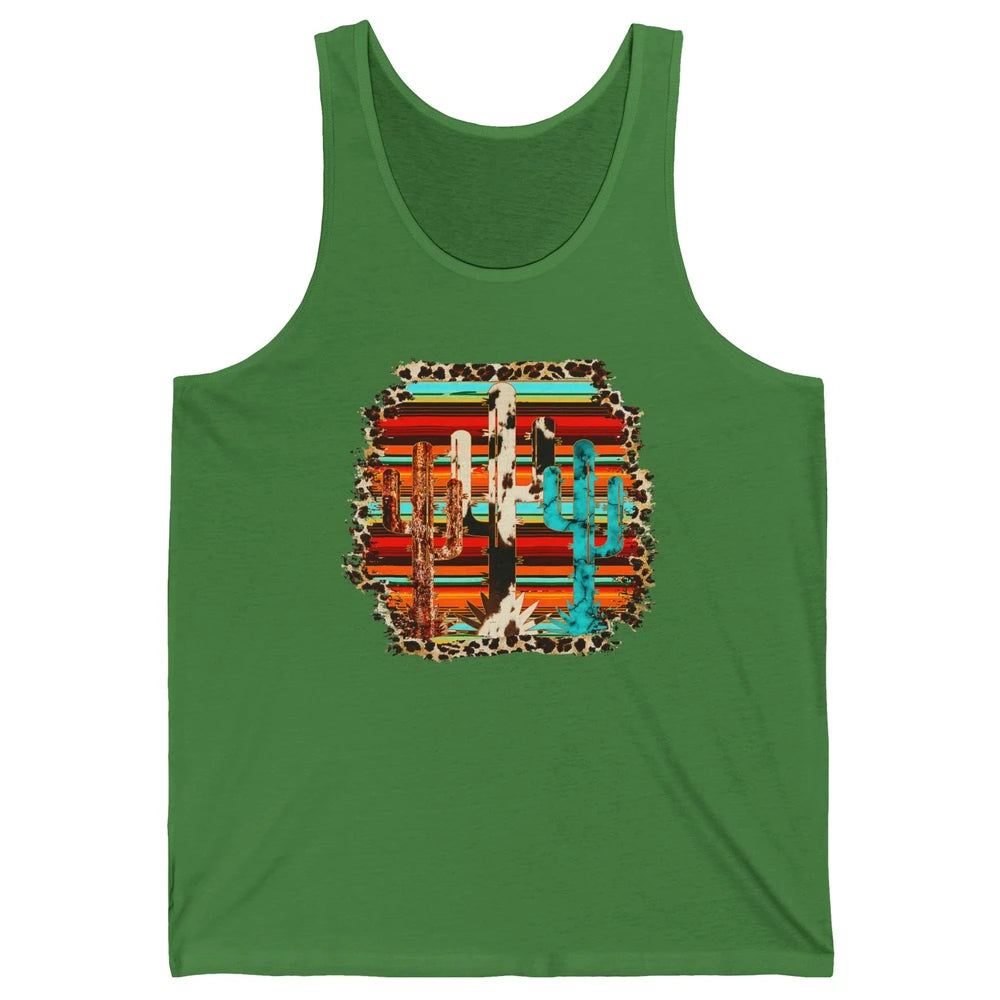 Western Country Cactus Cowhide Serape Turquoise Leopard Unisex Jersey Tank