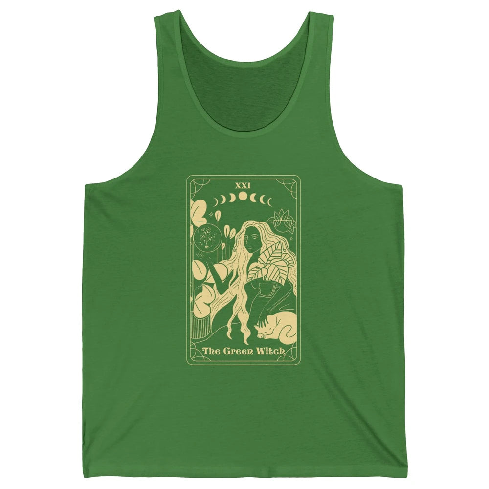 The Green Witch Gardener Tarot Card Halloween Gardening Gift Unisex Jersey Tank