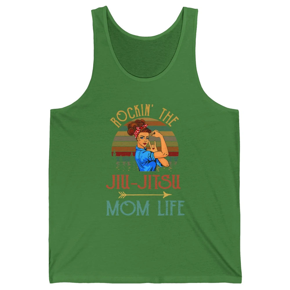 Vintage Messy Bun Jiu Jitsu Mom Life Taekwondo Martial Art Unisex Jersey Tank