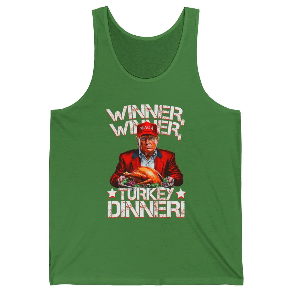 Funny Trump Winner Turkey Dinner Thanksgiving Donald Trump President Republican Political Humor Unisex Jersey Tank