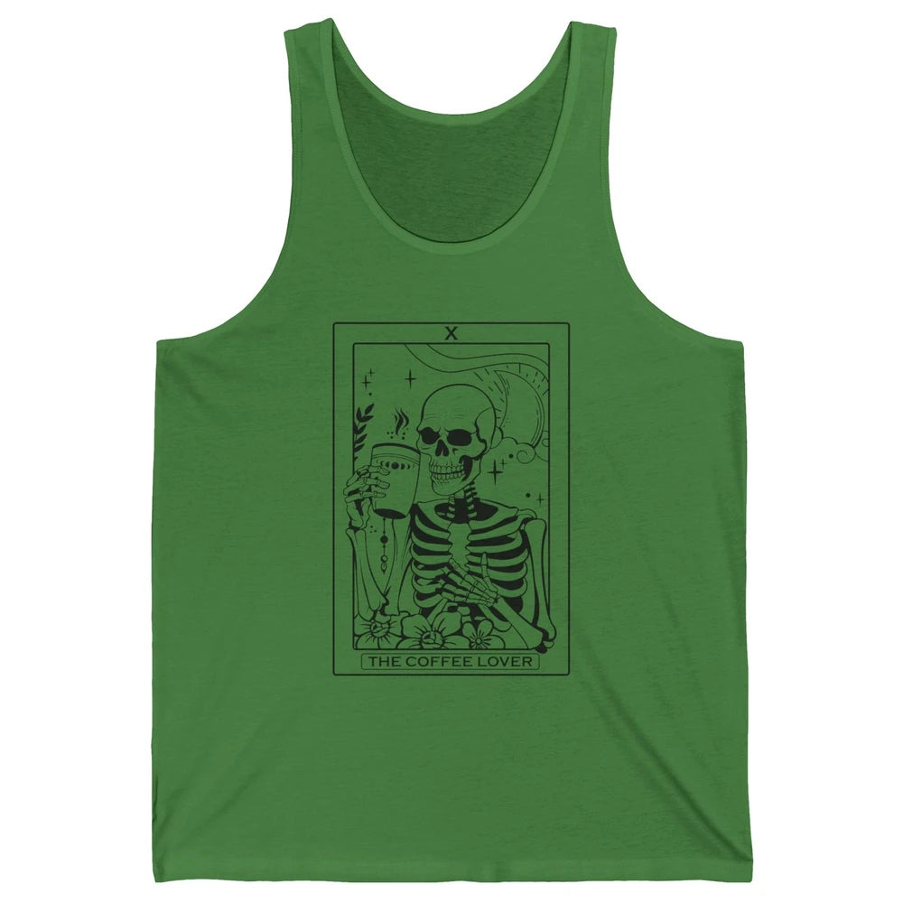 The Coffee Lover Skeleton Tarot Card Floral Goth Halloween Unisex Jersey Tank