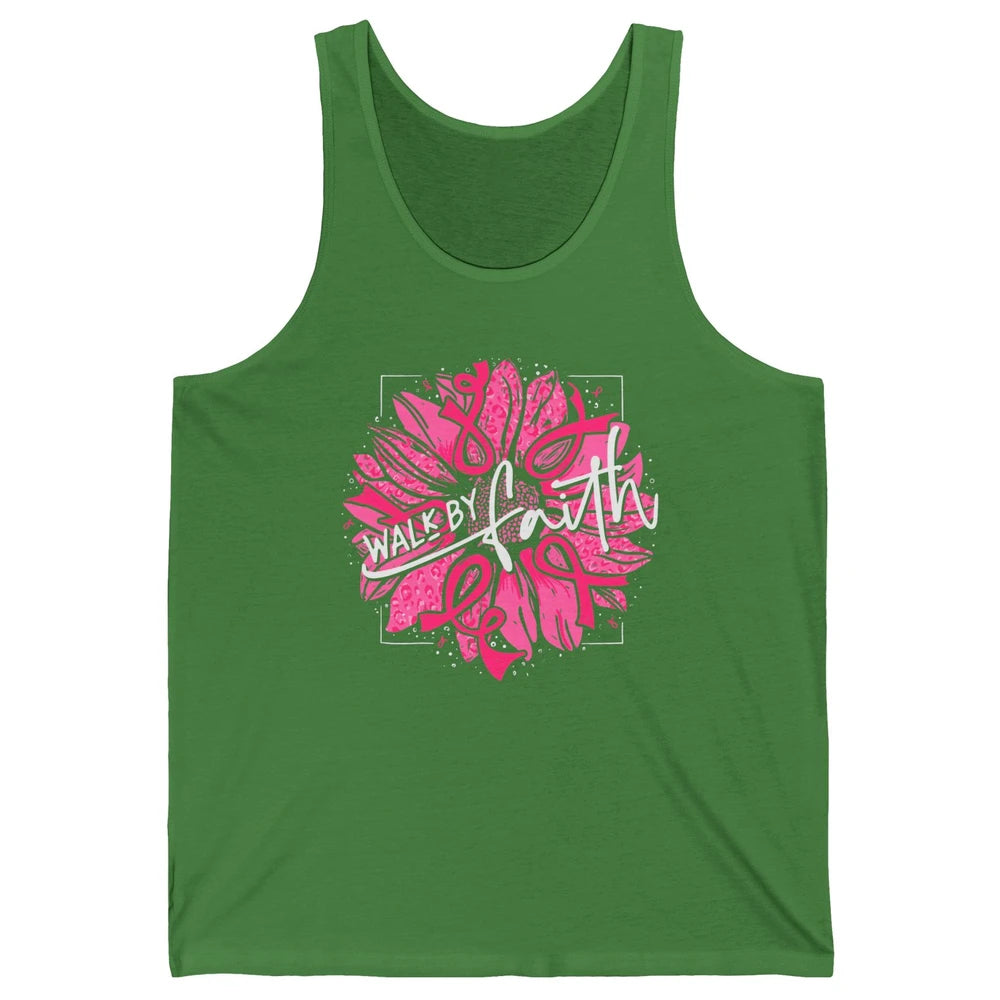 Walk By Faith Breast Cancer Awareness Pink Ribbon Sunflower Unisex Jersey Tank