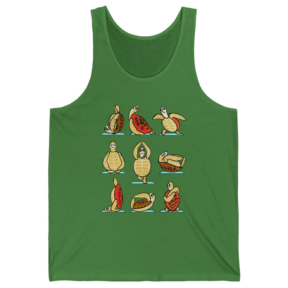 Turtles Doing Yoga Poses Funny Turtle Namaste Men Women Kid Unisex Jersey Tank