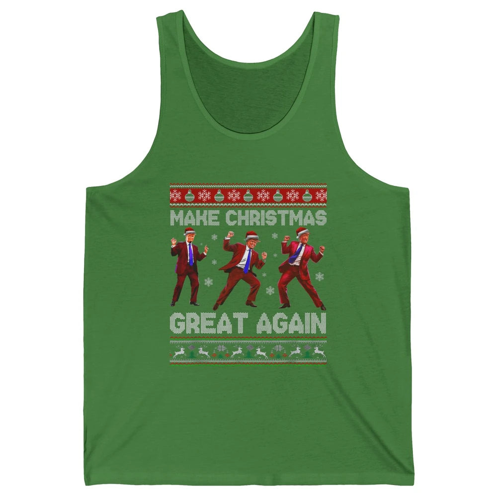 Funny Santa Trump Dance Make Christmas Great Again Xmas Ugly Political Republican Sarcastic Unisex Jersey Tank