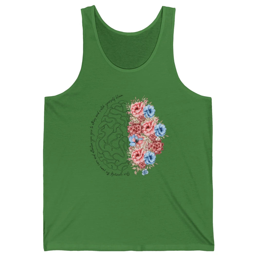 Brain Anatomy Nurse Blooming Flowers Nursing Anatomical Gift Unisex Jersey Tank