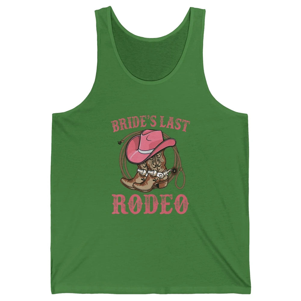 Bride's Last Rodeo Cowgirl Hat Bachelorette Party Wedding Unisex Jersey Tank