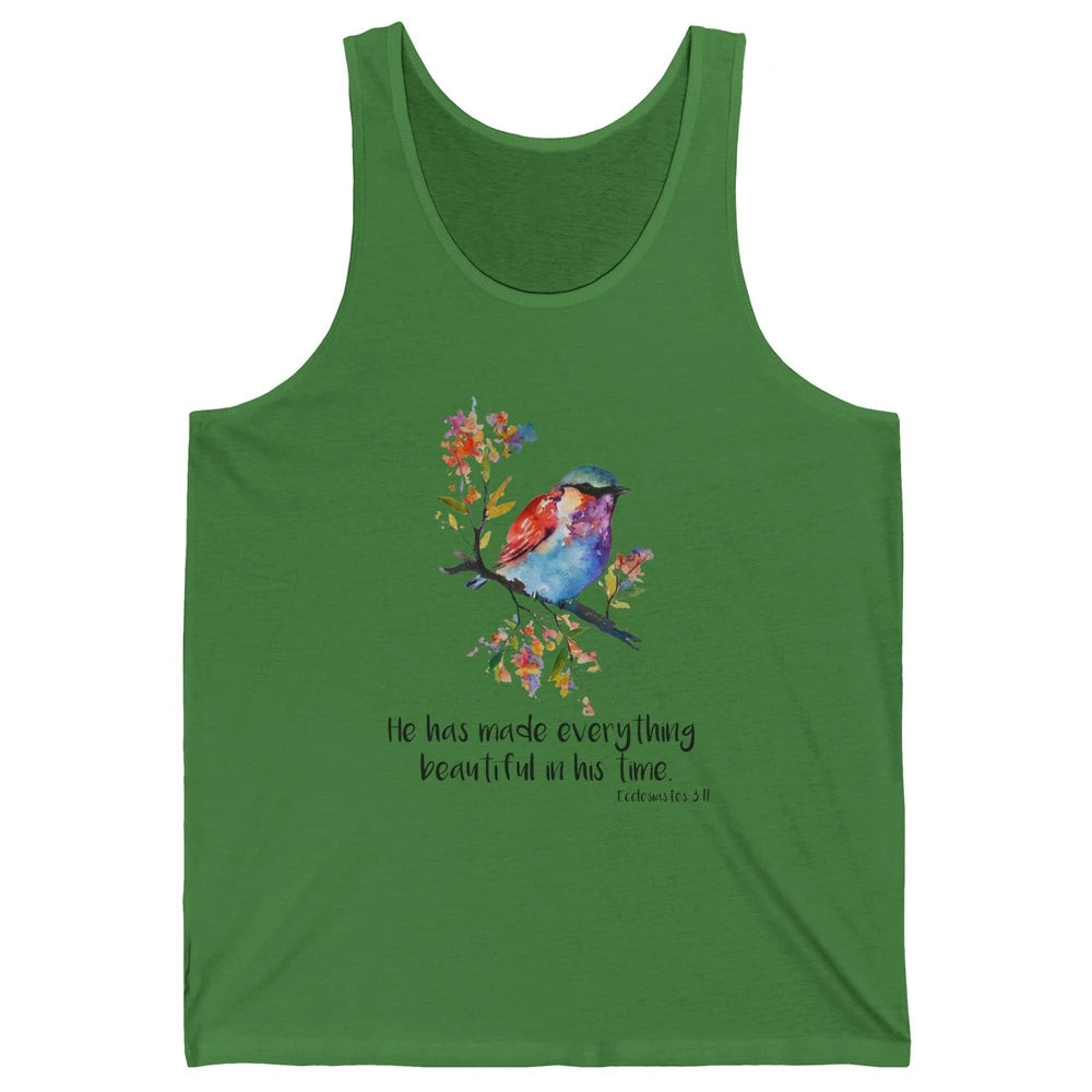 Bird Christian He Has Made Everything Beautiful Bible Verse Unisex Jersey Tank