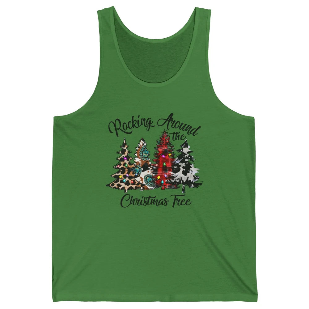 Leopard Christmas Tree Rocking Around Christmas Tree Western Unisex Jersey Tank