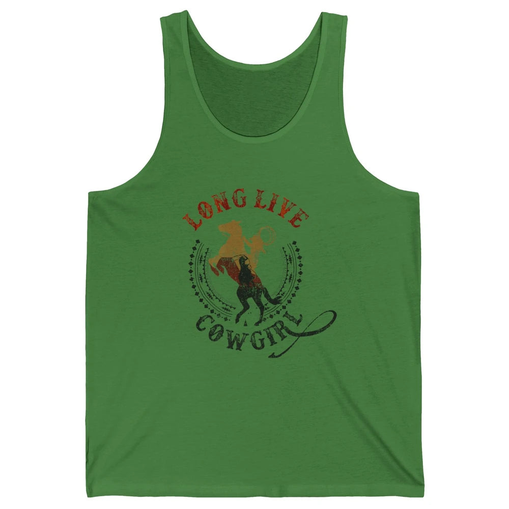 Western Country Cowgirl Riding Horses Cool Rodeo Howdy Retro Unisex Jersey Tank